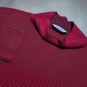 Falke Pullover Striped Sweater Red Black Mock Neck Long Sleeve Womens Small‎